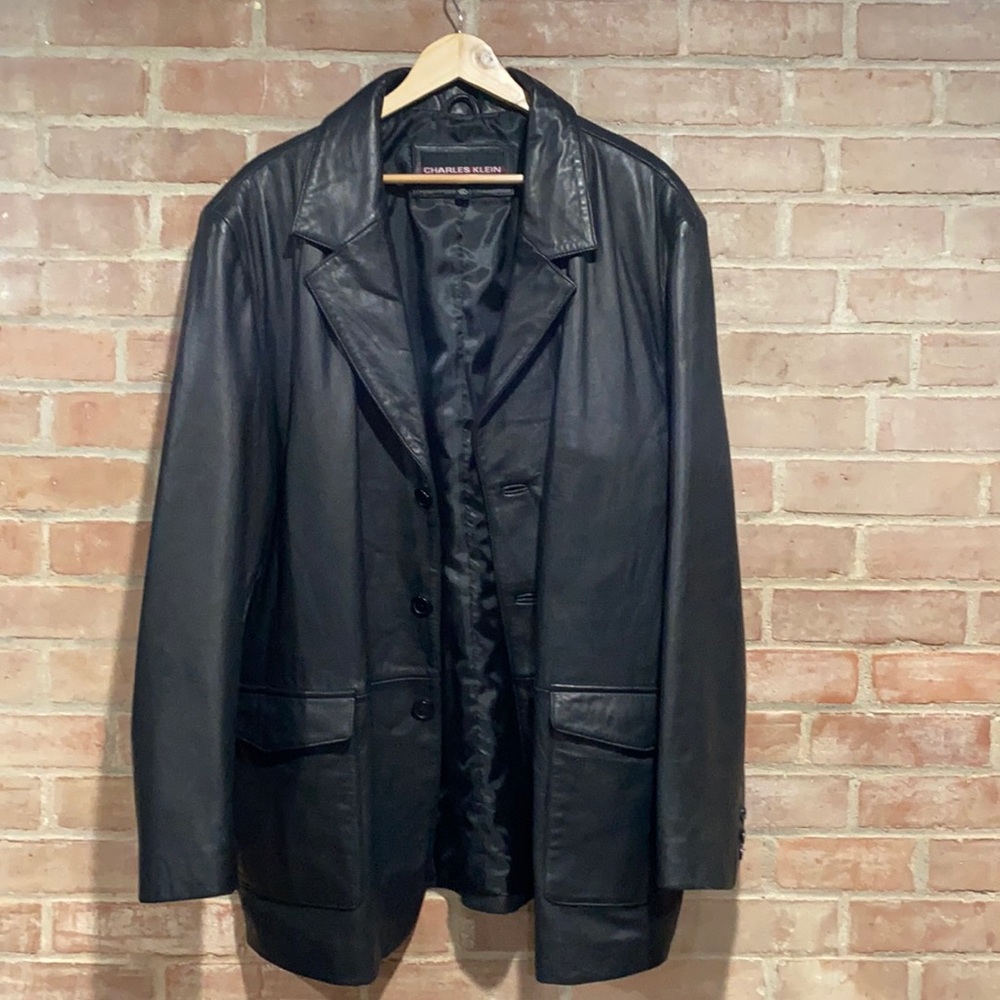 Charles Klein Black Leather Jacket